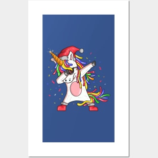 Christmas Dabbing Unicorn Posters and Art